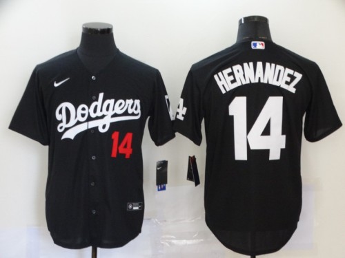Los Angeles Dodgers 14 HERNANDEZ Black Cool Base Jersey