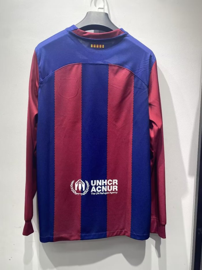 Long Sleeve 2023-2024 Barcelona Home Soccer Jersey