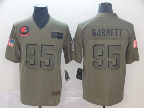 Cleveland Browns 95 Myles Garrett 2019 Olive Salute To Service Limited Jersey