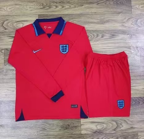 Adult Uniform Long Sleeve 2022 World Cup England Away Red Soccer Jersey Shorts