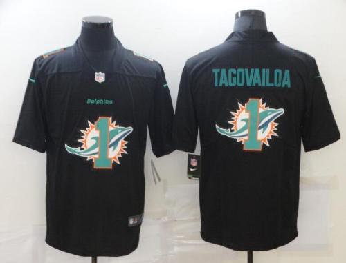 Miami Dolphins 1 TAGOVAILOA Black Shadow Logo Limited Jersey