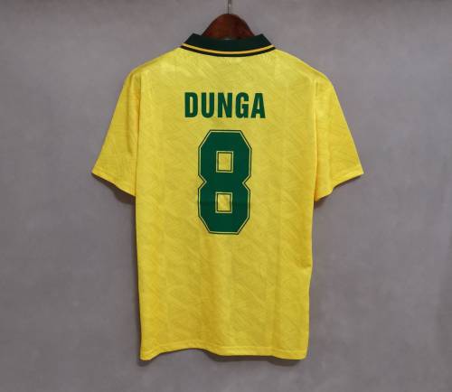 Retro Jersey 1991-1993 Brazil DUNGA 8 Home Soccer Jersey
