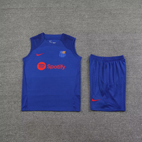 Adult Uniform 2023-2024 Barcelona Blue Soccer Training Vest and Shorts