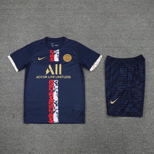 Adult Uniform 2022-2023 PSG Blue Soccer Training Jersey and Shorts