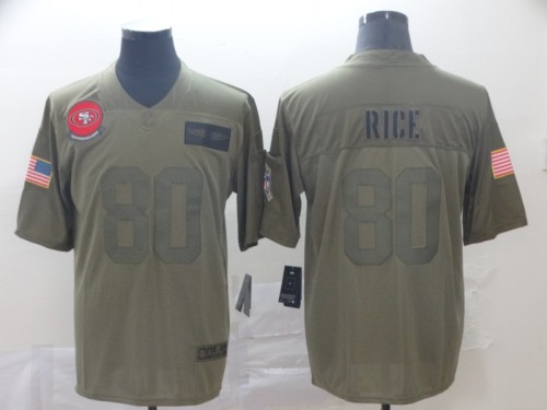 San Francisco 49ers 80 Jerry Rice 2019 Olive Salute To Service Limited Jersey