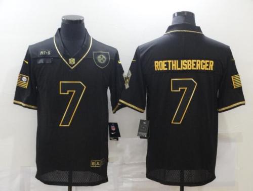 Steelers 7 Ben Roethlisberger Black Gold 2020 Salute To Service Limited Jersey