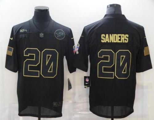 Lions 20 Barry Sanders Black 2020 Salute To Service Limited Jersey