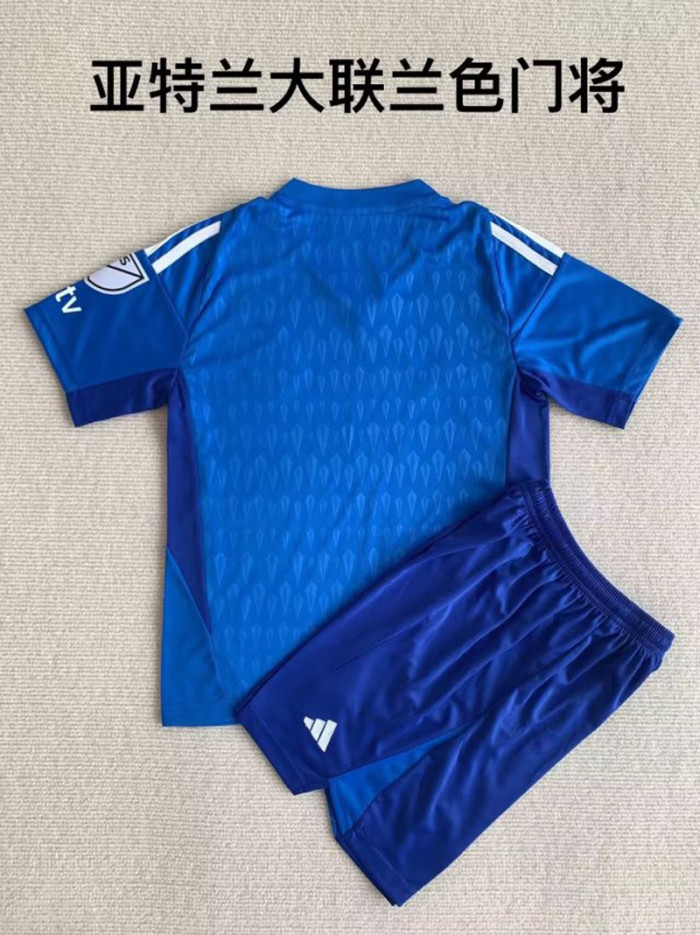 Adult Uniform 2023-2024 Atlanta United Blue Goalkeeper Soccer Jersey and Shorts