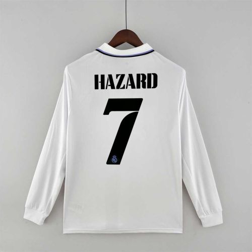 Long Sleeve Fans Version 2022-2023 Real Madrid HAZARD 7 Home Soccer Jersey