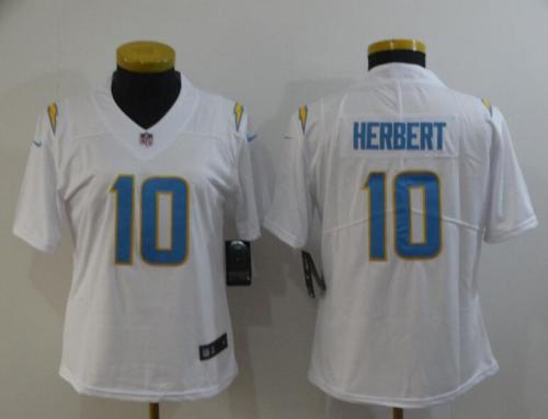 Women Chargers 10 Justin Herbert White 2020 NFL Draft First Round Pick Vapor Untouchable Limited Jersey