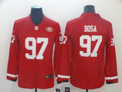 San Francisco 49ers 97 Nick Bosa Red Therma Long Sleeve Jersey