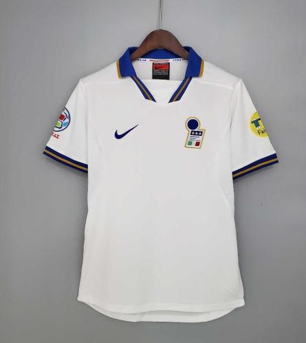 with Patches Retro Jersey 1996 Italy Away White Soccer Jersey