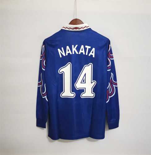 Long Sleeve Retro Jersey 1998-1999 Japan NAKATA 14 Home Vintage Soccer Jersey