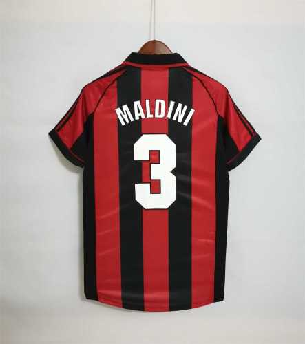 Retro Jersey 1998-2000 Ac Milan MALDINI 3 Home Soccer Jersey