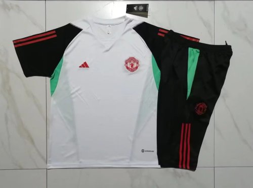 2023-2024 Manchester United White Soccer Training Jersey and 3/4 Pants