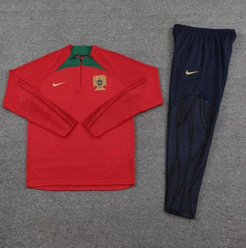 2023-2024 Portugal Red Soccer Training Sweater and Pants