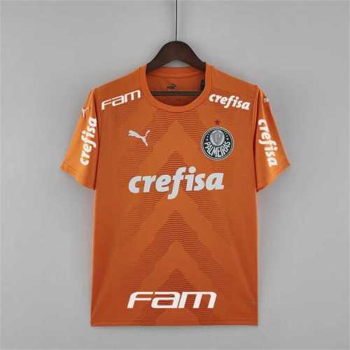 with All Sponor Logos 2022-2023 Palmeiras Orange Goalkeeper Soccer Jersey