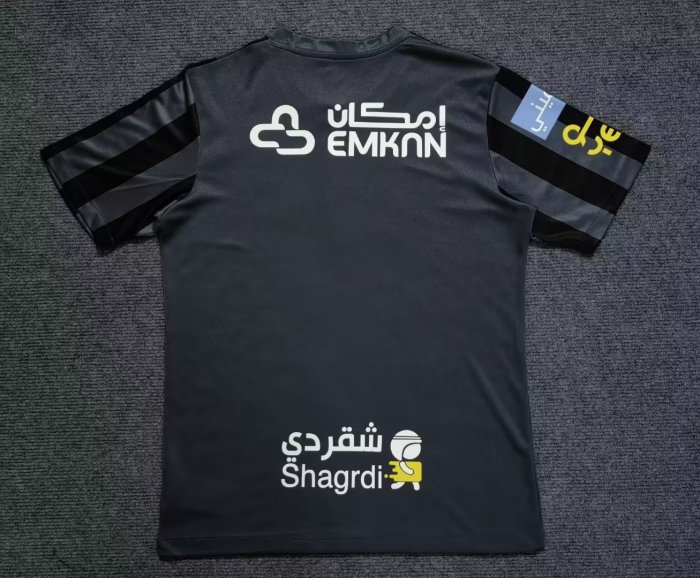 with all Sponor Logo Fan Version 2022-2023 Ittihad Away Black Soccer Jersey