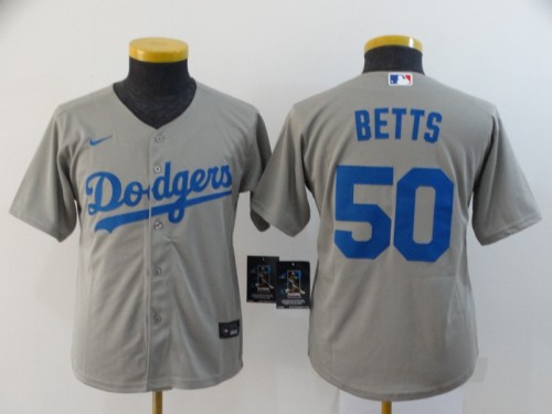 Youth Kids Los Angeles Dodgers 50 BETTS Grey 2020 Cool Base Jersey