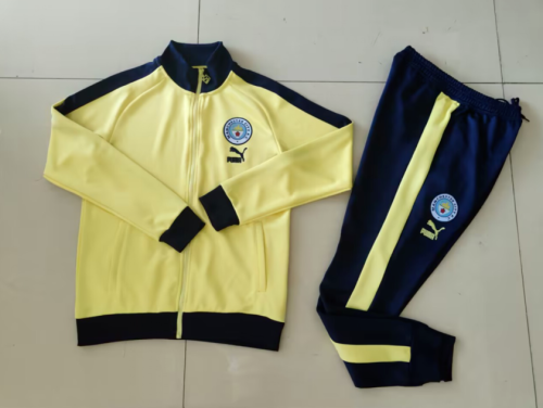 2023-2024 Manchester City Yellow Soccer Jacket and Pants
