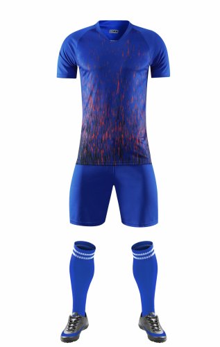 DLS-X915 DIY Custom Blank Uniforms Blue Soccer Jersey Shorts