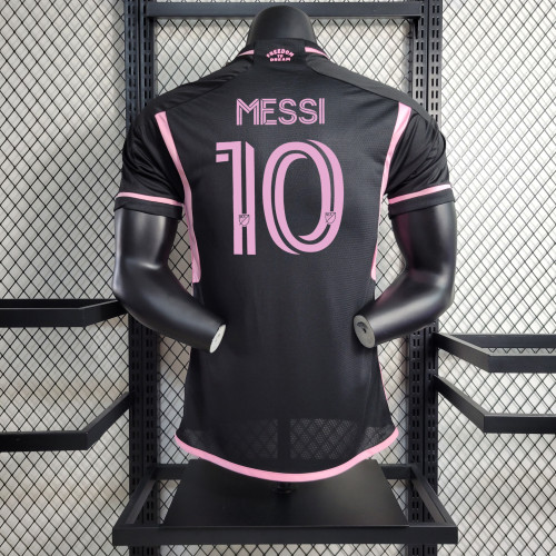 Leo Messi Camisetas de Futbol Player Version 2023-2024 Inter Miami Away Black Soccer Jersey