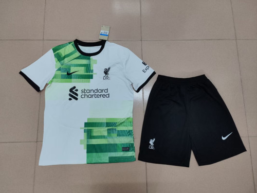 Adult Uniform 2023-2024 Liverpool Away White/Green Soccer Jersey Shorts