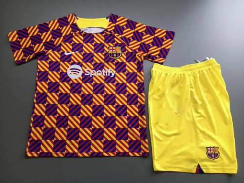 Adult Uniform 2023-2024 Barcelona Orange Soccer Jersey Shorts