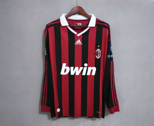with UCL Patch Retro Jersey 2009-2010 Long Sleeve AC Milan Home Soccer Jersey