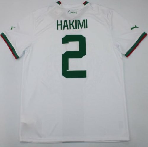 Fans Version 2022 World Cup Morocco 2 HAKIMI Away White Soccer Jersey