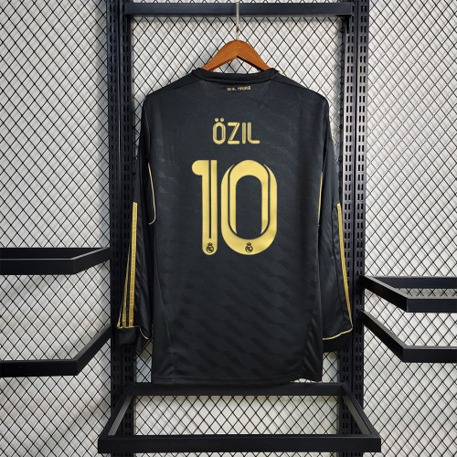 with UCL Patch Retro Jersey Long Sleeve 2011-2012 Real Madrid OZIL10 Away Black Soccer Jersey