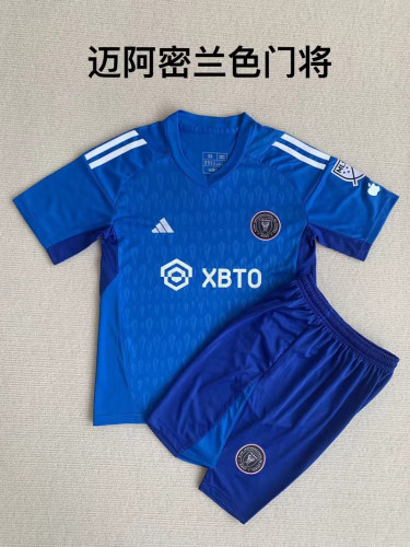 Adult Uniform 2023-2024 Inter Miami Blue Goalkeeper Soccer Jersey Shorts
