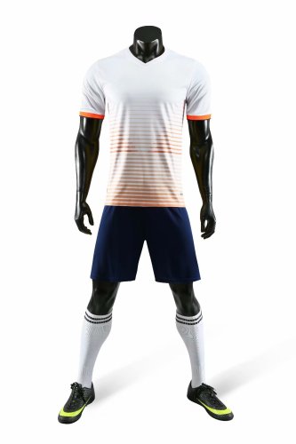 D8821 White Blank Soccer Training Jersey and Shorts