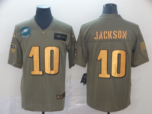 Philadelphia Eagles 10 DeSean Jackson 2019 Olive Gold Salute To Service Limited Jersey