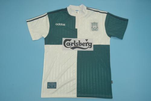 Retro Jersey 1994-1996 Liverpool Away Green/White Soccer Jersey Vintage Football Shirt