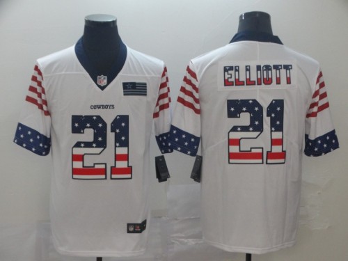 Dallas Cowboys 21 ELLIOTT White USA Flag Fashion Limited Jersey