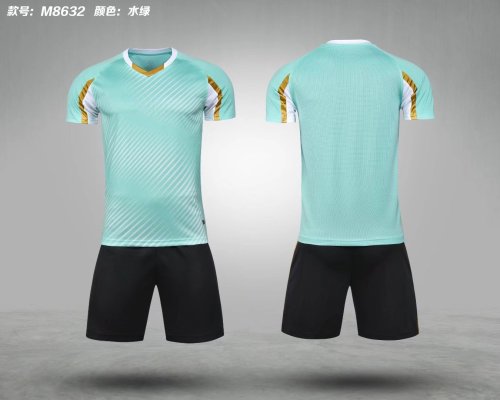 M8632 Light Green Blank Soccer Training Jersey Shorts DIY Cutoms Uniform
