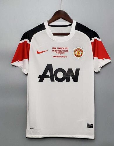 Retro Jersey 2010-2011 Manchester United in the Champions League  Away White Soccer Jersey