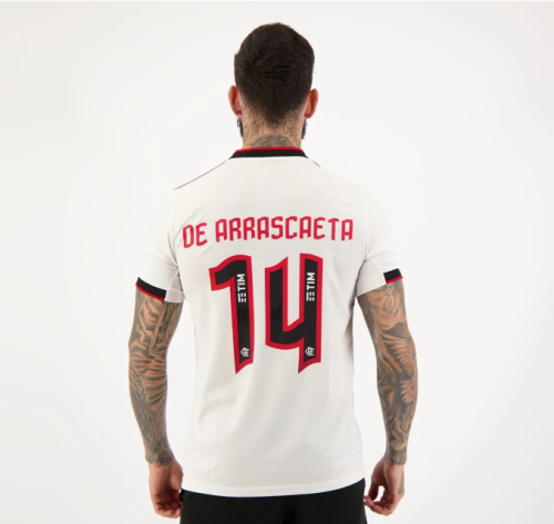 Fans Version 2022-2023 Flamengo DE ARRASCAETA 14 Away White Soccer jersey