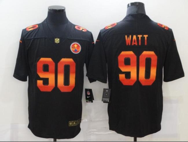 Pittsburgh Steelers 90 WATT Black Colorful Fashion Limited Jersey