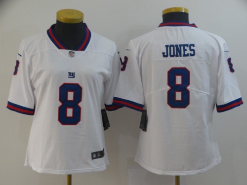 Women New York Giants #8 JONES White NFL Jersey