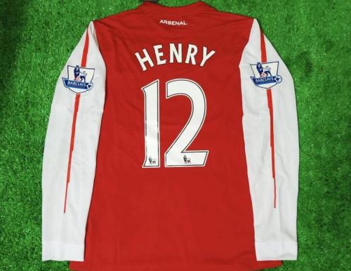 with EPL Patch Retro Jersey 2011-2012 Long Sleeve Arsenal 12 HENRY Home Soccer Jersey