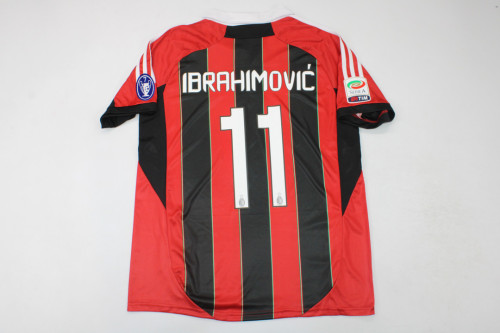 with Scudetto+Serie A+Trophy 7 Patch Retro AC Shirt 2012-2013 AC Milan IBRAHIMOVIC 11 Vintage Home Soccer Jersey
