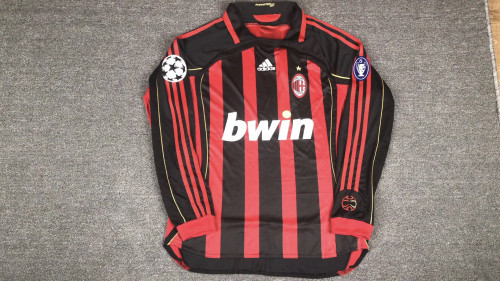 with UCL Patch Long Sleeve Retro AC Maillot 2006-2007 AC Milan Home Vintage Soccer Jersey