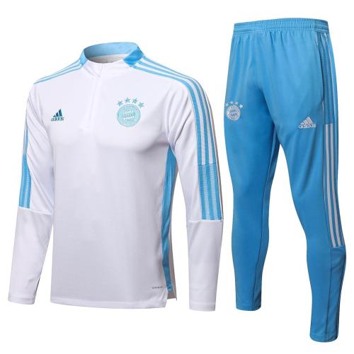 2023 Bayern Munich White 1/4 Zipper Soccer Training Sweater and Pants