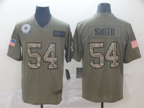 Dallas Cowboys 54 SMITH 2019 Olive Camo Salute to Service Limited Jersey