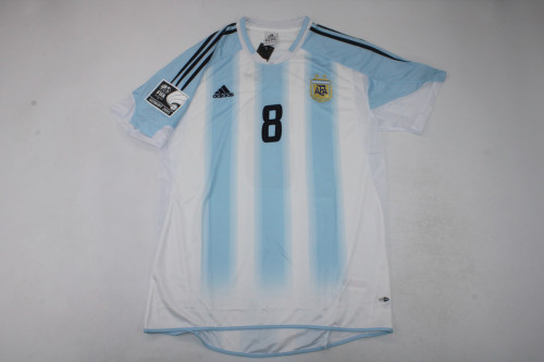 with Patch Retro Shirt 2004-2005 Argentina Vintage Home Soccer Jersey