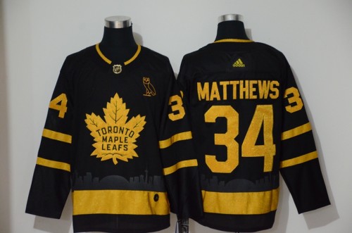 Toronto Maple Leafs 34 Auston Matthews Black With Special Glittery Logo Jersey