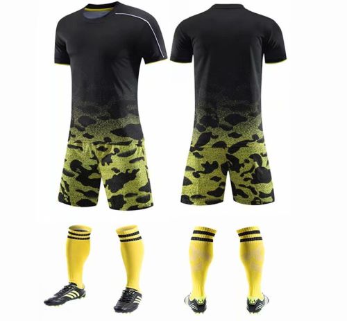 Yellow Adult Uniform Soccer Training Suit Jersey and Shorts