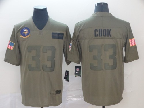 Minnesota Vikings 33 COOK 2019 Olive Salute To Service Limited Jersey